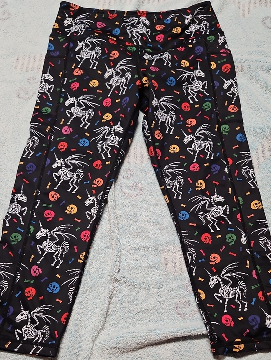 Constantly Varied Gear Pants - Constantly Varied Gear Black Leggings with Rainbow Skull & Skeleton Print